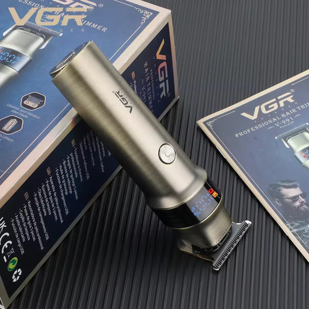 VGR Hair Clipper Professional Trimmer Rechargeable Barber Clippers Electric Trimmer Digital Display Men's Hair Clipper V-991