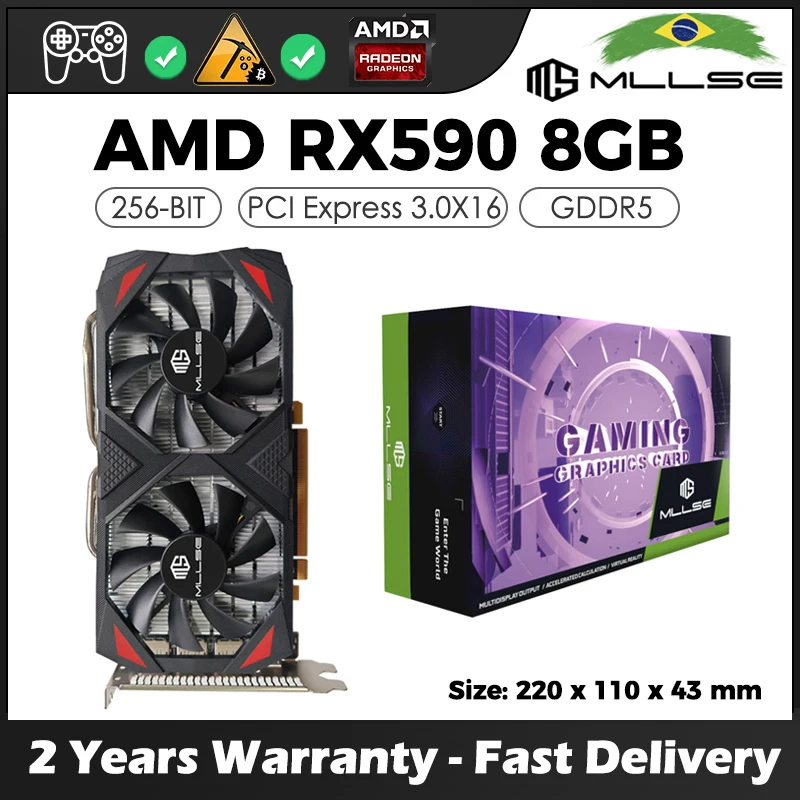 

Видеокарта MLLSE AMD Radeon RX 590 8 ГБ GDDR5 256-bit PCI Express 3,0 × 16 GPU RX 590 GME