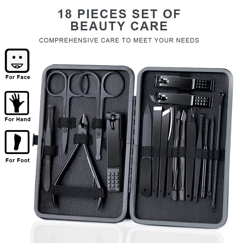 Manicure Cutters Nail Clipper Set Stainless Steel Ear Spoon Pedicure Scissors Tool 7or 18pcs