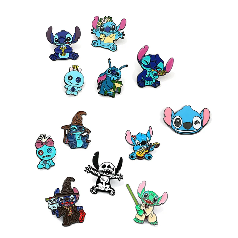 Disney Kawaii Stitch anime figure pin clothing decoration badge Stitch  action figure DIY backpack decor children's toys gifts - AliExpress