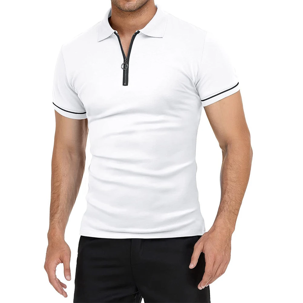 

Men Top Shirts Short Sleeve Slim Solid Color T-Shirt Thin Section Casual Business Collared Comfortable Fashion