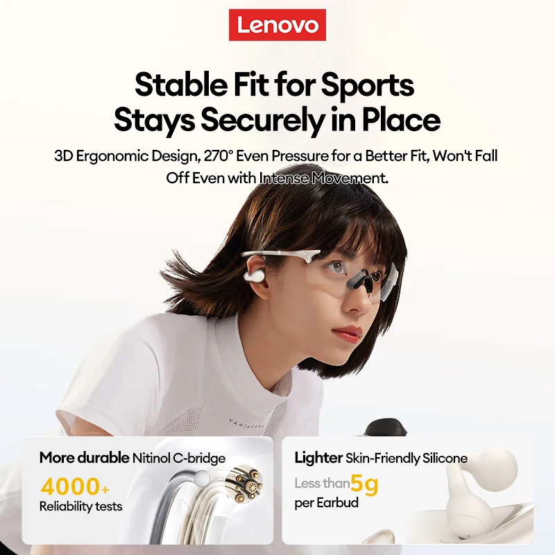New Lenovo LP25 OWS Wireless Bluetooth Ear Clip Headphones Long Battery Life Gaming Headset HIFI Surround Sound Earbuds With Mic 2
