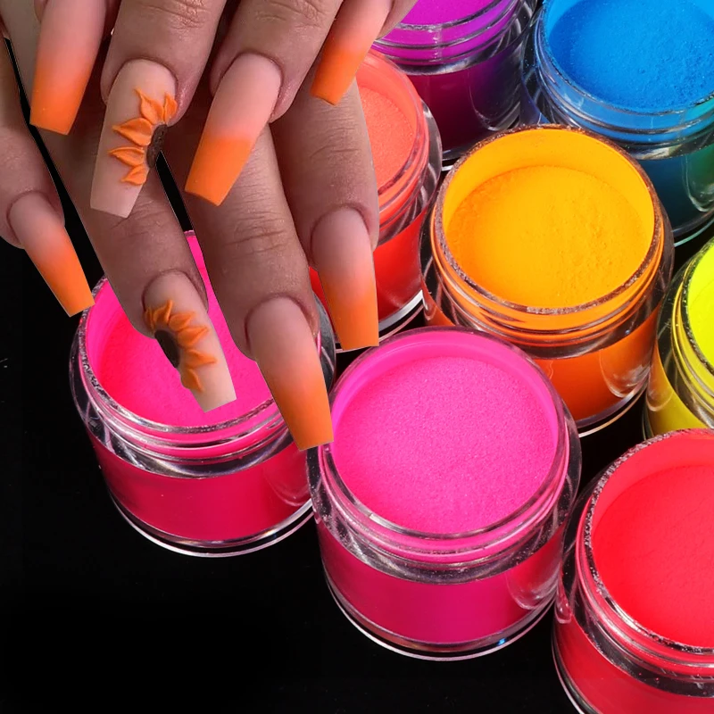 Carving Acrylic Powder Nail Art Extension Decorations Iridescent Fluorescent Dip Powder Pigment Nail Supplies For Professionals