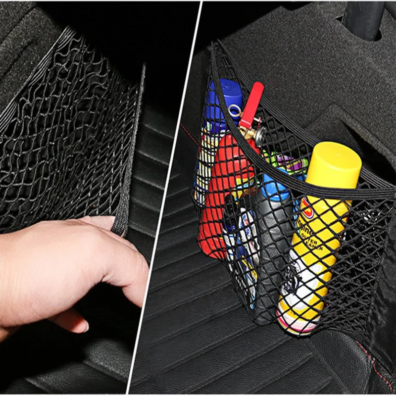 Car Storage Bag Car Trunk Mesh Storage Bag Universal Trunk Bag Magic Fixing Belt Tape Auto Interior Accessories