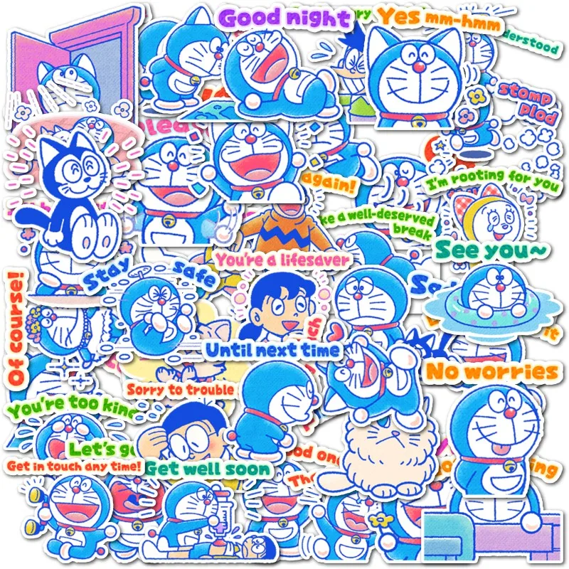 40개 도라에몽 스티커, 문구류, 물병, 휴대폰 케이스 DIY 장 귀여운 기계 고양이 모양 스티커