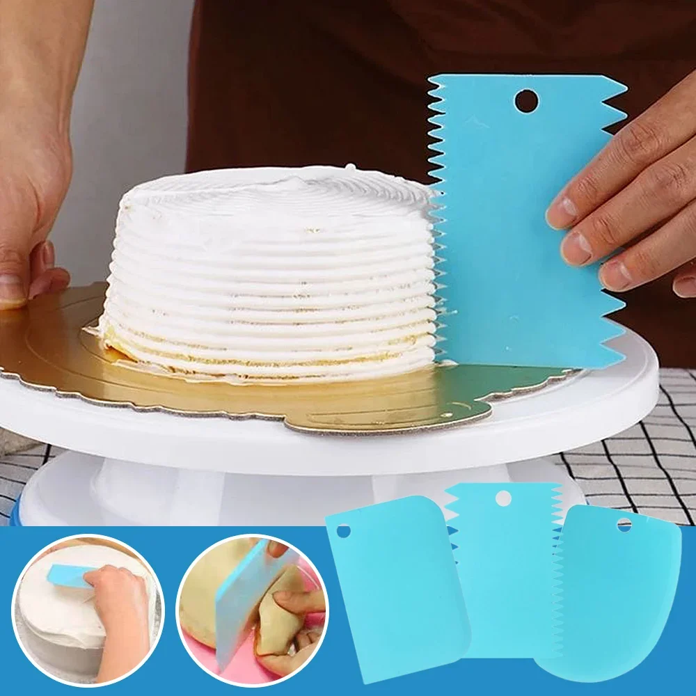 1/4Pcs Adjustable Screed Cake Scraper Fondant Spatula Cake Edge Smoother Cream Decorating Bakeware Tableware Kitchen Tool