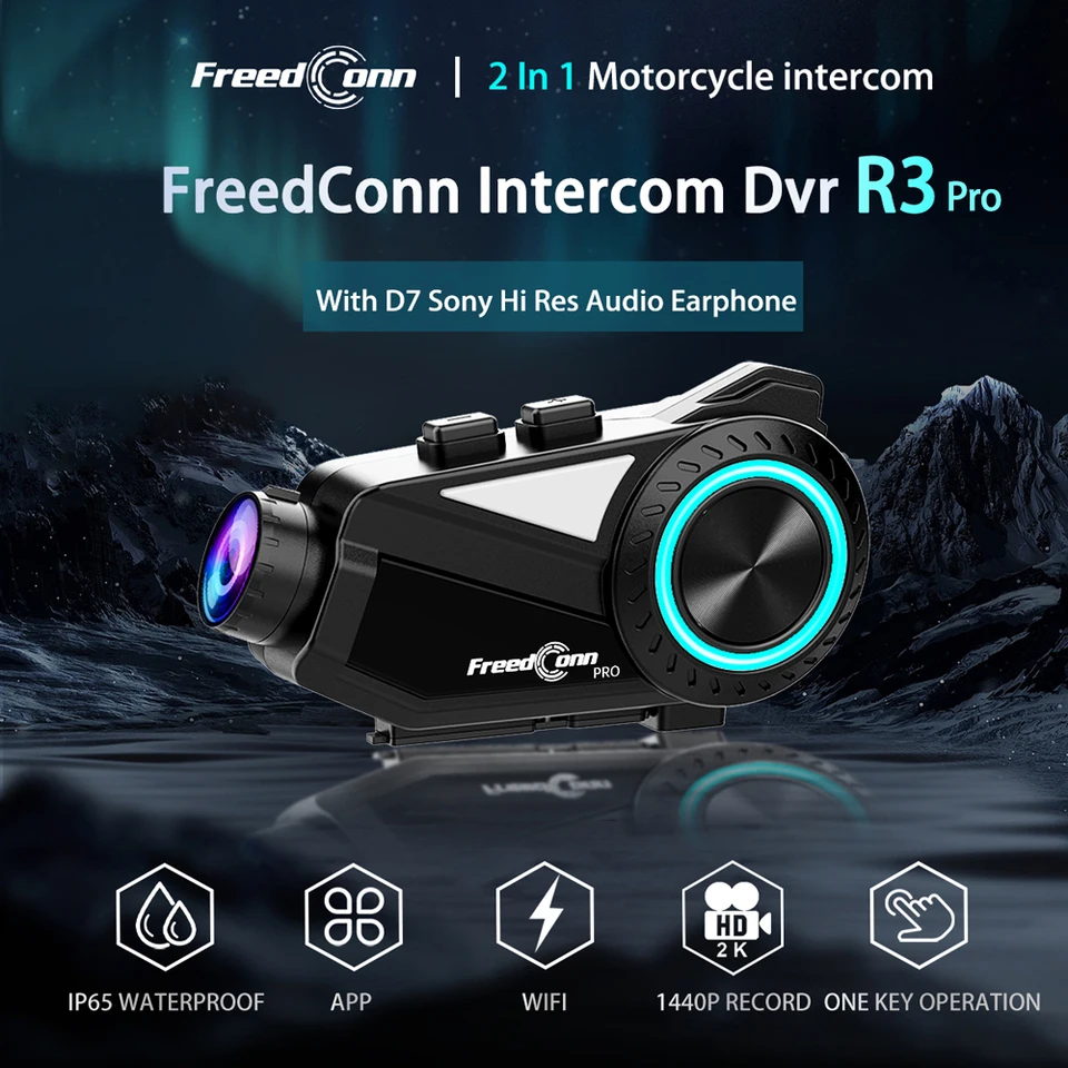 Freedconn R3 Pro Motorcycle Helmet Headset Group Intercom WiFi App
