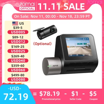2024 New 70mai Dash Cam A510 1944P HDR GPS ADAS 4G Connectivity 70mai 4G Front Cam A510 Car DVR 24H Parking Support Rear Cam 1