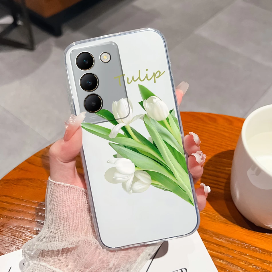 Floral Painted Transparent Shockproof Soft TPU Silicone Phone Case