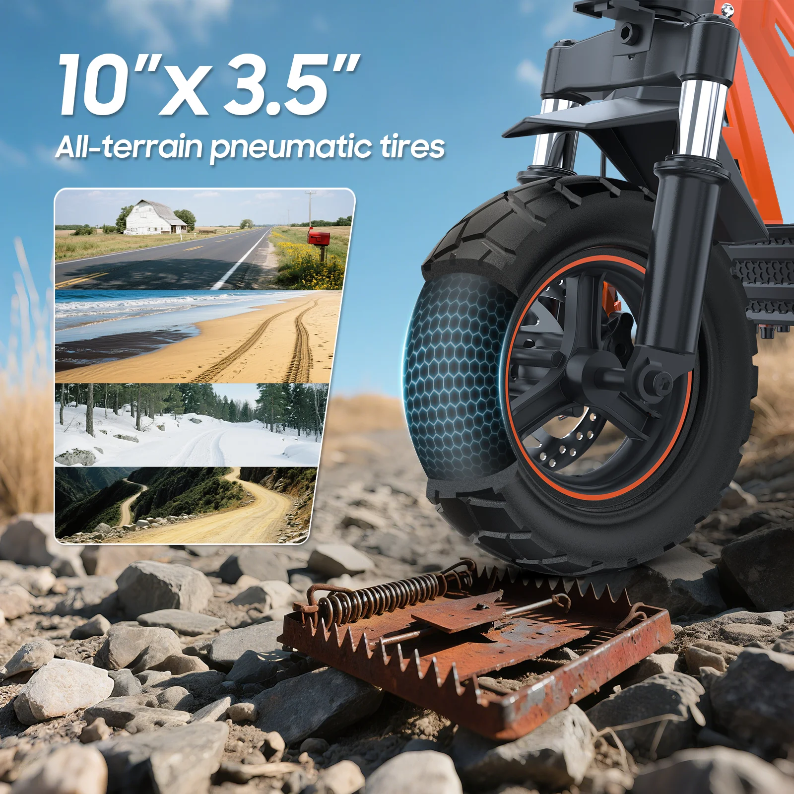 TOFUN TF3 Scooter Elettrico 1000W Motore 48V13Ah Batteria Per Adulti Sport Strada Montagna E-Scooter Pneumatici Da 10 Pollici Neve Pieghevole EScooter - immagine 5