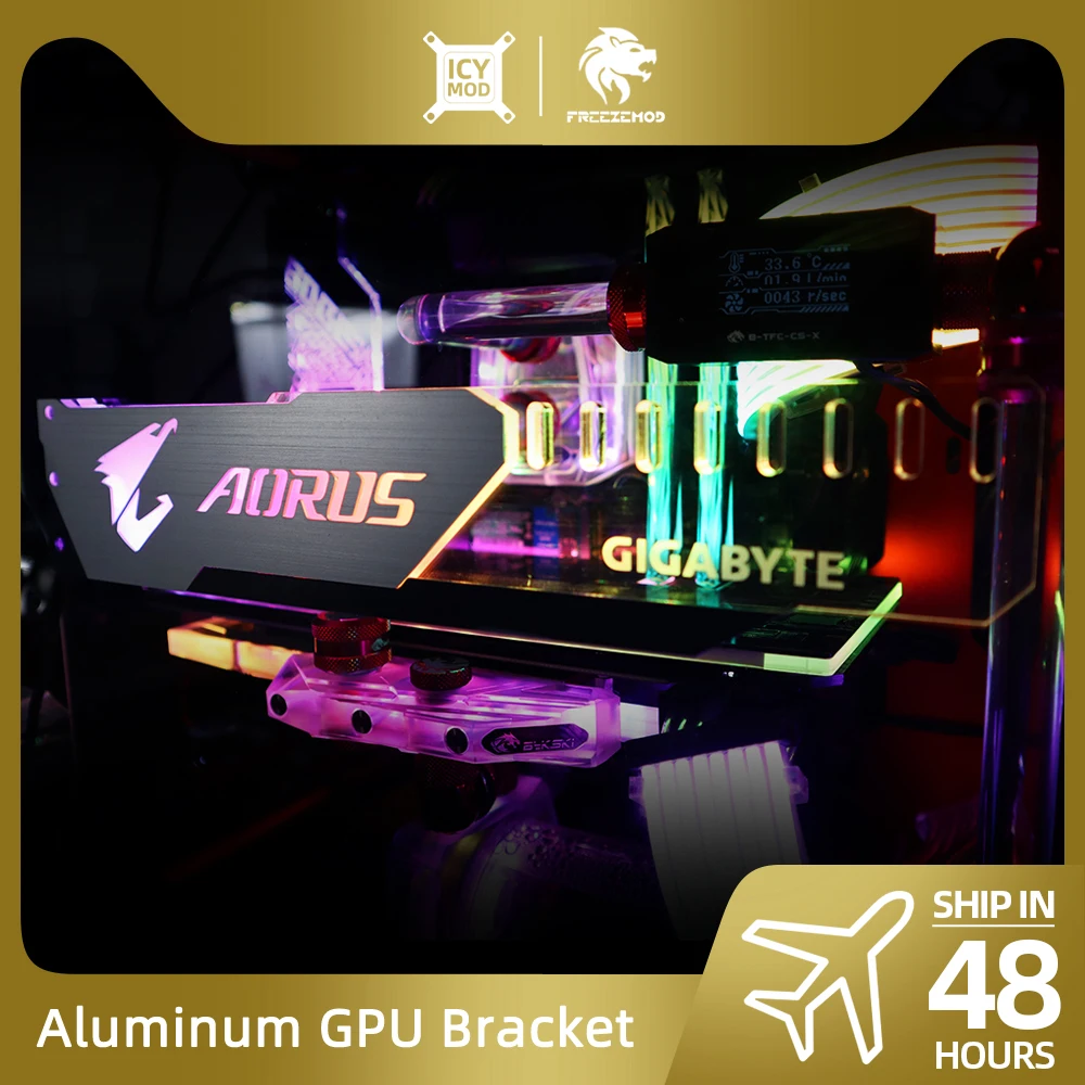 Suporte de Alumínio Gpu Suporte Vga Aorus 5v3pin Rgb Msi Rog Nvidia Suporte de Placa de Vídeo Horizontal Metal Aura 12v Mod Personalizar