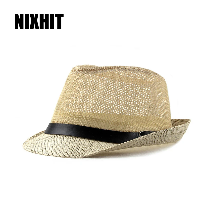 

NIXHIT Fashion Retro Straw Top Jazz Hat Breathable Women Men's Cap Fishing Climbing Travel Show Beach England Sun Dad Hat A347