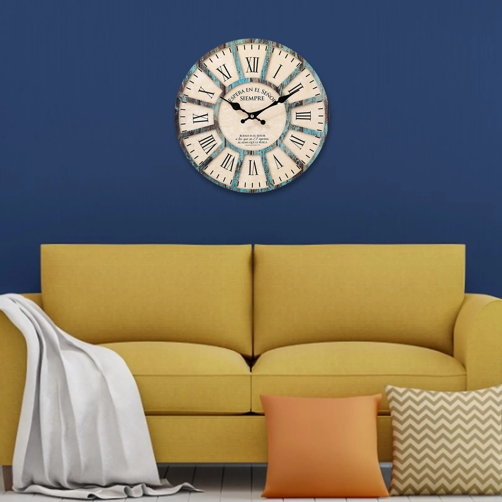 Wall Clock Battery Operated Rustic Country Style Wooden Round Wall Clock Vintage Farmhouse Wall Decor For Home Kitchen Living - AliExpress