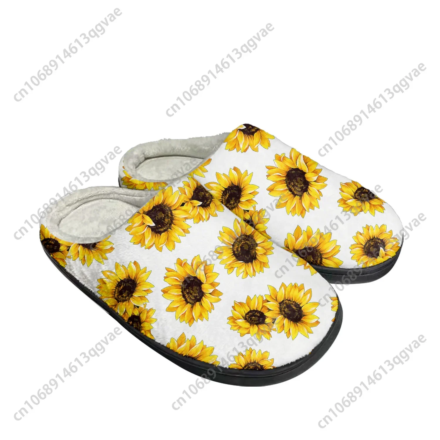 Sunflower Yellow Flower Pop Home Cotton Custom Slippers Mens Womens Sandals Plush Bedroom Casual Keep Warm Shoe Thermal Slipper