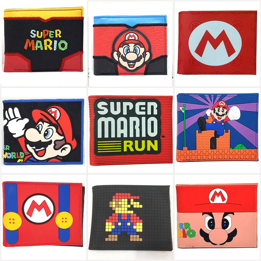Super Mario pu leather wallet cartoon game character Brothers Luigi Bowser short two-fold birthday gifts | Игрушки и хобби