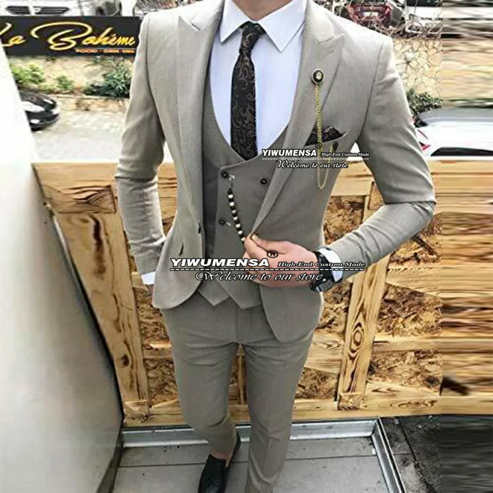 

Coat Pant Design Latest Suits Men 3 Pieces Formal Wedding Tuxedo Custom Made Jacket+Vest+Pants Slim Fit Business Dinner Dress