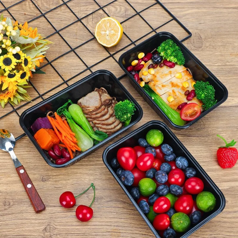 10/20Pcs Disposable Plastic Lunch Box with Lid, Black Food Containers for Fruits, Veget... - SKU DPLB2117 - UGI Packaging
