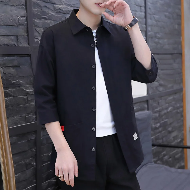 

2020 Spring and Summer Men's Seven Sleeve Work Shirt Men's Casual Shirt