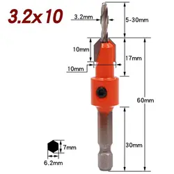 Premium HSS Drill Bit Set for Wood & Metal Cutting - Hex Shank & Countersink Design (3.2x10)