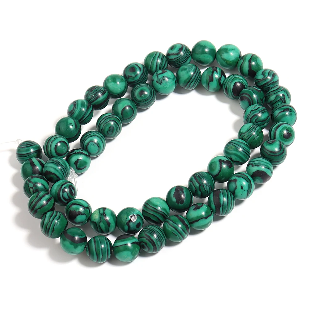 4 6 8 10 12 mm grüne Malachit-Steinperlen, Natursteinperlen, runde lose Distanzperlen für Schmuckherstellung, DIY-Armband, Halskette – Detail 8