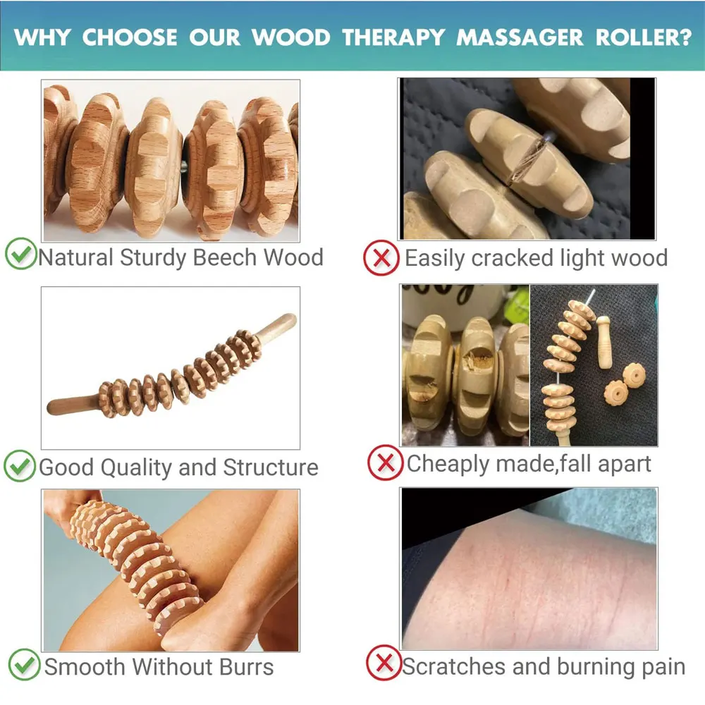 Curved Wood Roller for Stomach Cellulite,Wooden Therapy Massage Tool for Body Shaping,Wood Massager Stick for Lymphatic Drainage BEST SELLERS