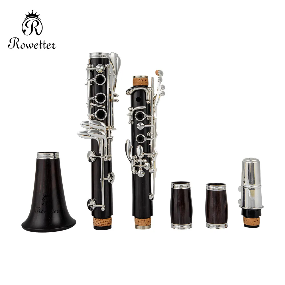Rowettre Professional Ebony Clarinet Falling Tune B 17 Key Silver plated copper Solid wood clarinet