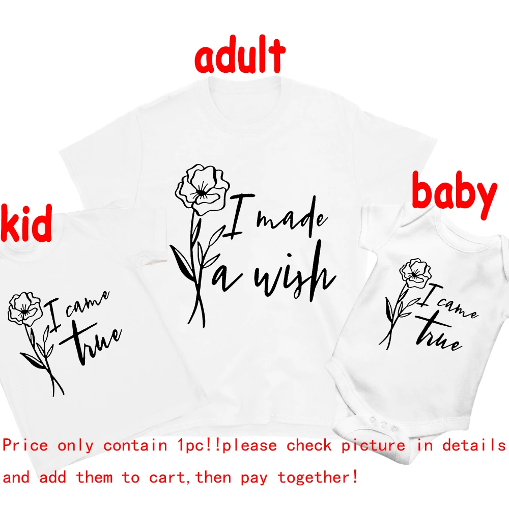 Mommy  Kid and Baby Matching Shirts I Made A Wish Tee I Came True Wishes Family Matching Outfits Mothers Day Gift Baby Bodysuit 6