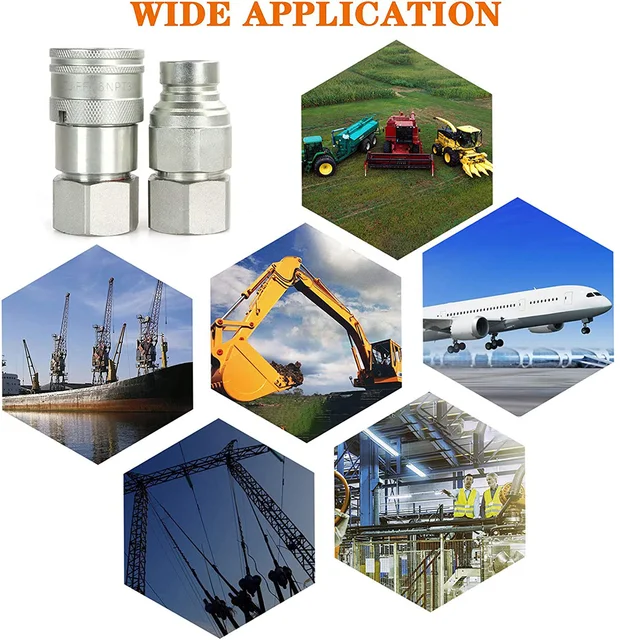 2 Fast 100 Cc Set Di 4 Raccordi Rapidi A Faccia Piatta ISO 16028, Con Tappi Antipolvere, Misura 1/2" X 1/2" NPT, Marca Industrial Supply Accoppiatori Industriali Cina - Foto 4