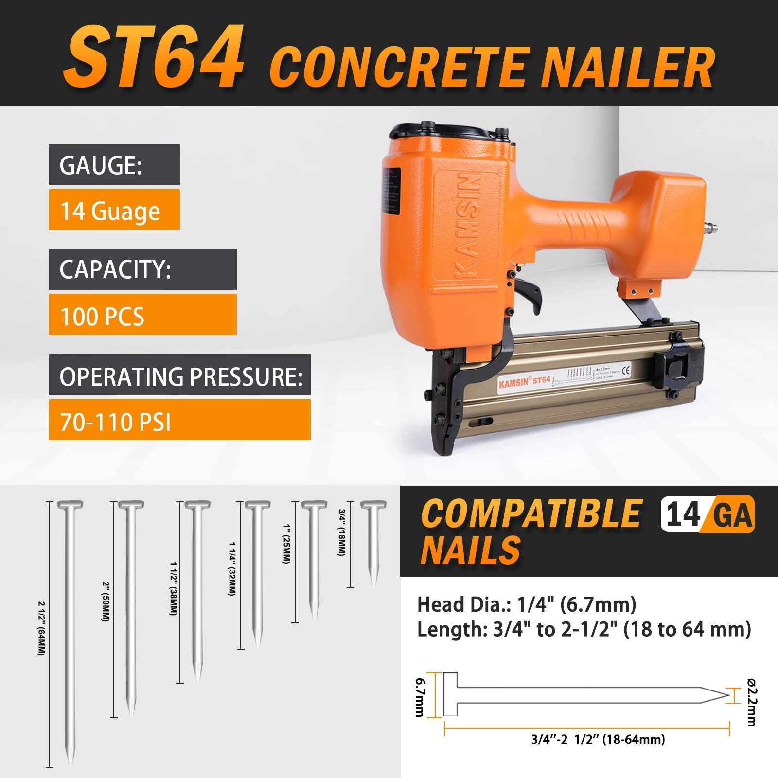 PS2638 Air Concrete Nailer Pneumatic Nail Gun for Plywood - China Pneumatic  Tool, Air Concrete Nailer | Made-in-China.com