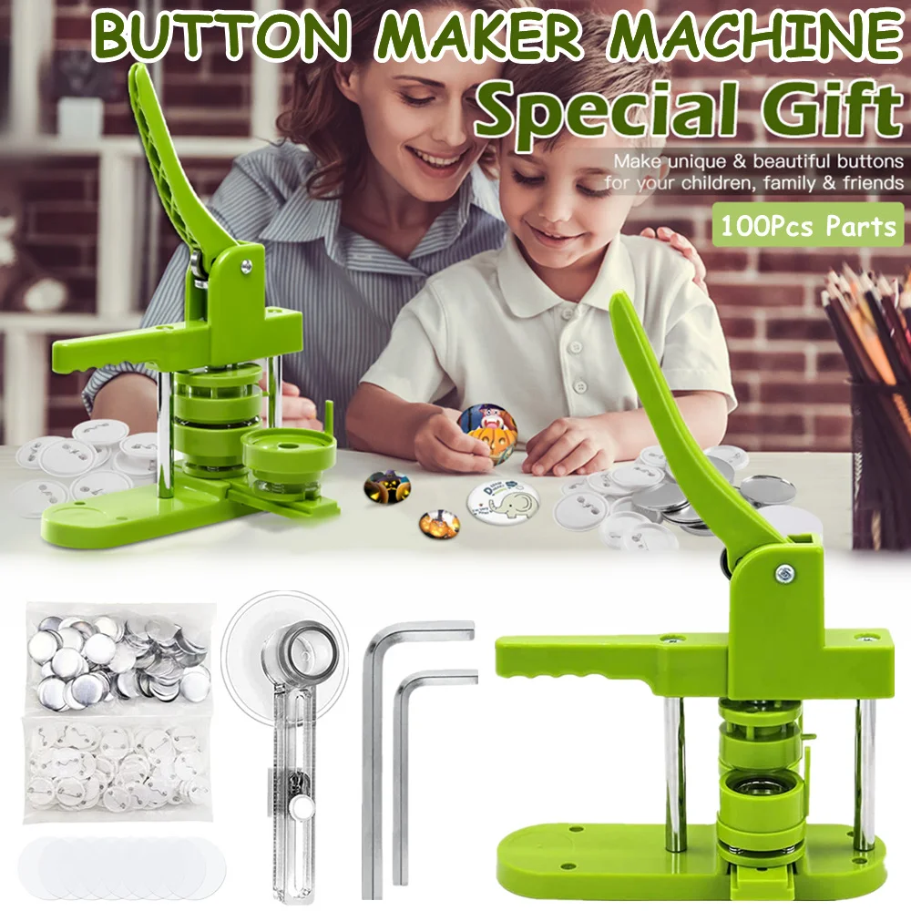 Pin Badges Button Making Machine 25-58MM Badge Button Maker Machine Set DIY Badges Maker with 100PCS Button+Circle Cutter badge maker button maker machine