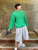 Summer Men's Shorts 100% Cotton Soft Knee Length Shorts Solid Gray Customized Cargo Short High Quality Casual Gym Sports Trunks 1