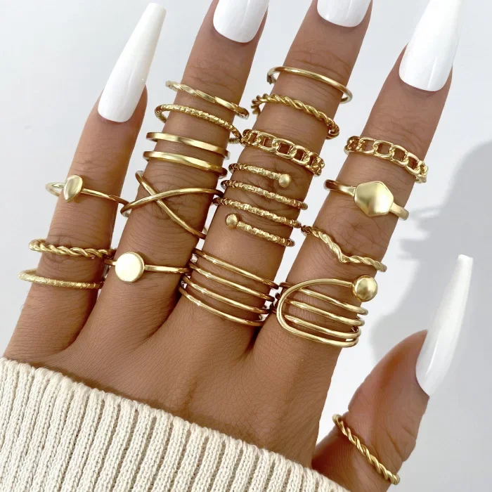 

Vintage golden Geometric Spiral Cross Ring 18 Pieces, New Arrival