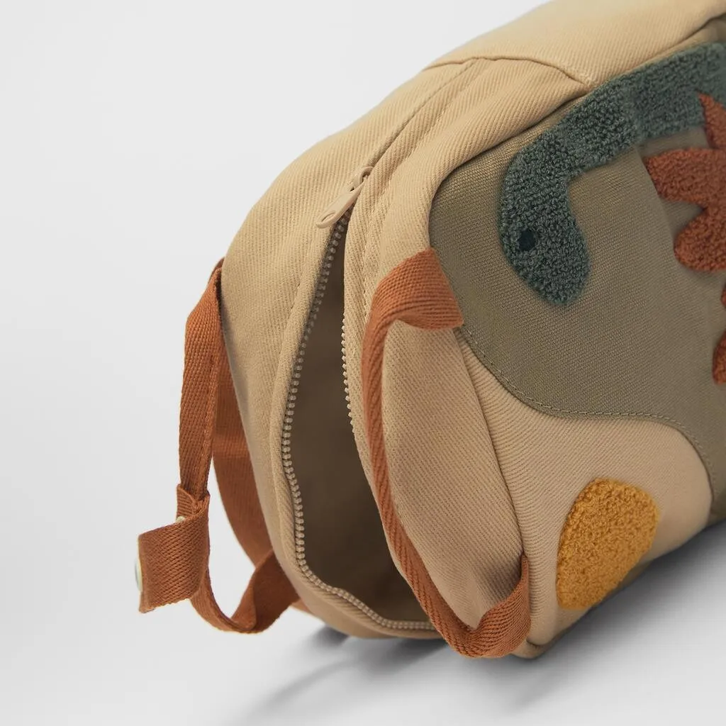 Kindergarten Children Backpack Embroidery Sun Long Neck Small Dinosaur Animal-shaped Bag Embroidered Cartoon Canvas Backpack