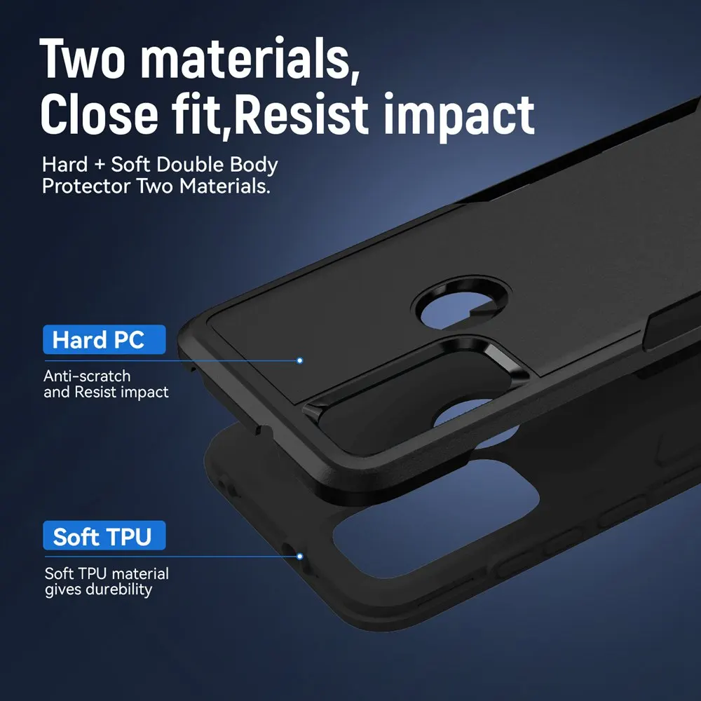 Shockproof Hybrid Dual Layer Hard Phone Case with Screen Protector