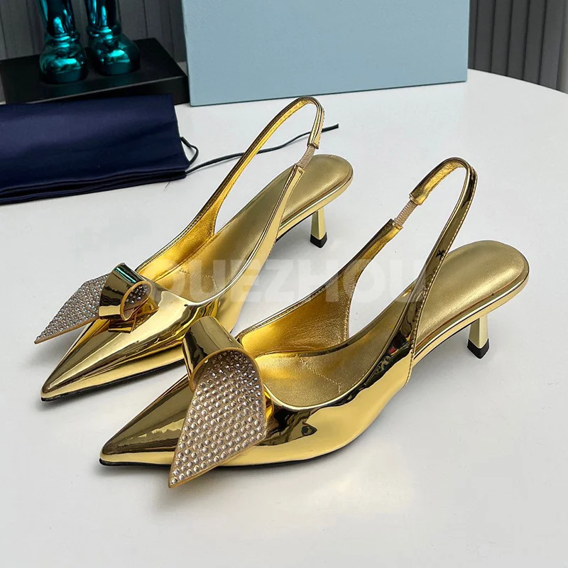 

Summer New Style Female Sandal Rhinestone Decoration Pointed Toe Elastic Band Design Sandals Elegant Fashion Women Sandals