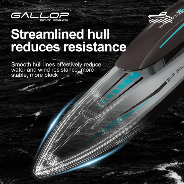 Max Speed 20km/h RC Motorboat with LED Light RC Competitive Rowing Boat 20min Working Time 80m Control Distance for Child Kids 5
