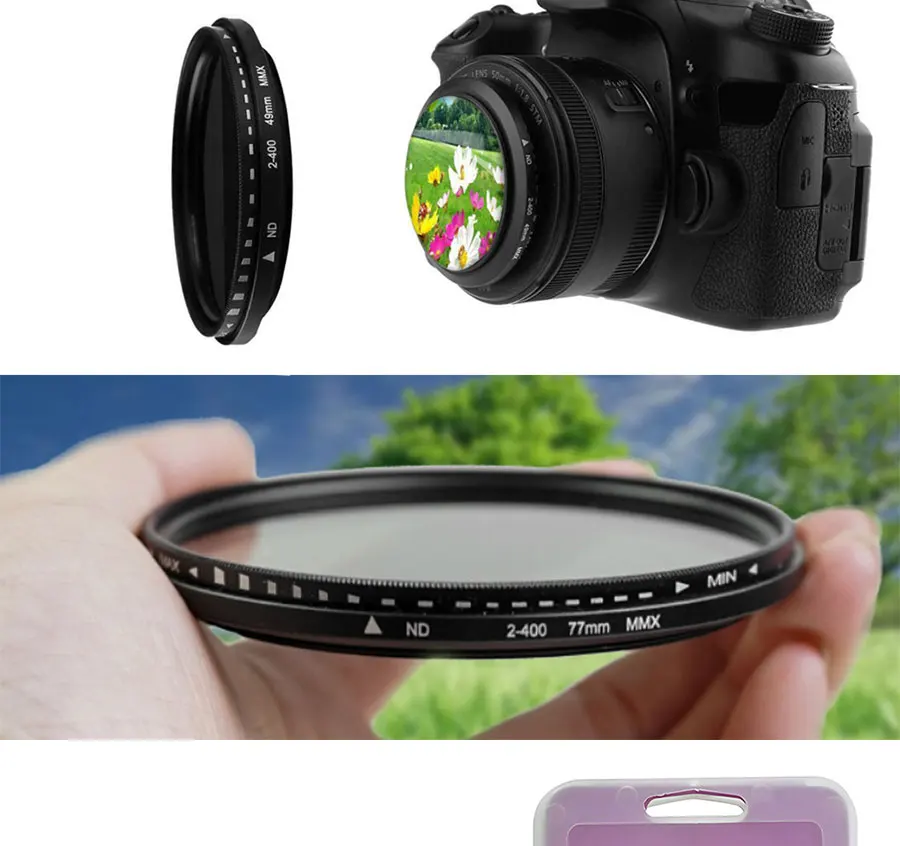 Einstellbarer ND-Filter ND2-400 Variabler Mehrfach Beschichteter Neutraldichtefilter für Kameras 37 40,5 43 46 49 52 55 58 62 67 72 77 82mm – Detail 4