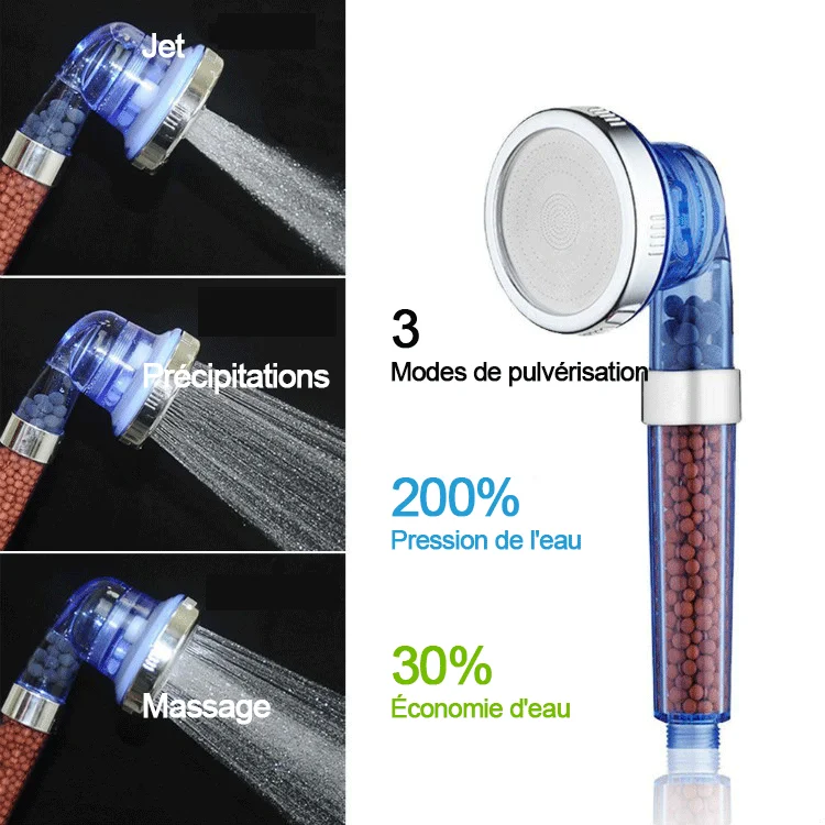 Pommeau De Douche Filtrant AquaBLU Q-SF-500 - Chromé - Neuf Avec Cartouche