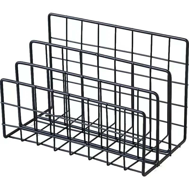Iron Trapezoidal Bookshelf Creative Simple Office Desktop Magazine Document Sorting Storage Rack