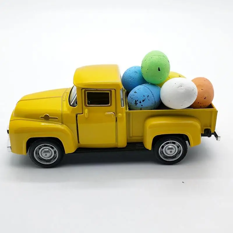 Truck Easter Decor Pickup Car Model With Eggs Happy Spring Small Truck Decorations Easter Farmhouse Metal Car Model For Holiday