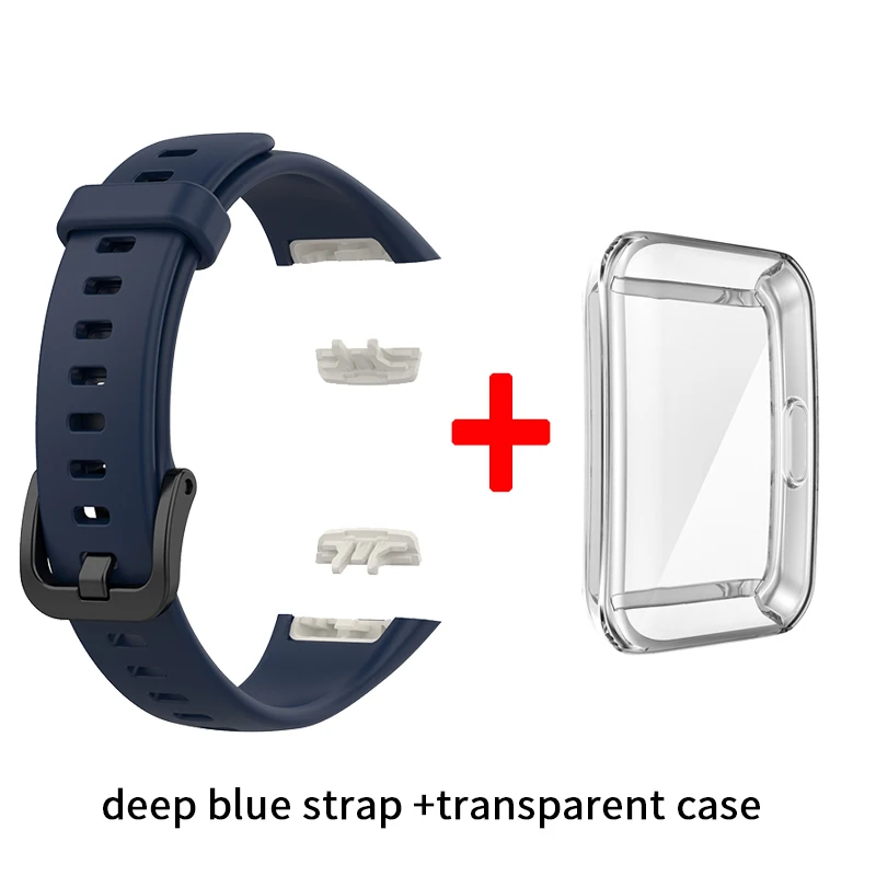 Premium Silicone Strap with TPU Full Screen Protector Case for Fitness Tracker Bracelet