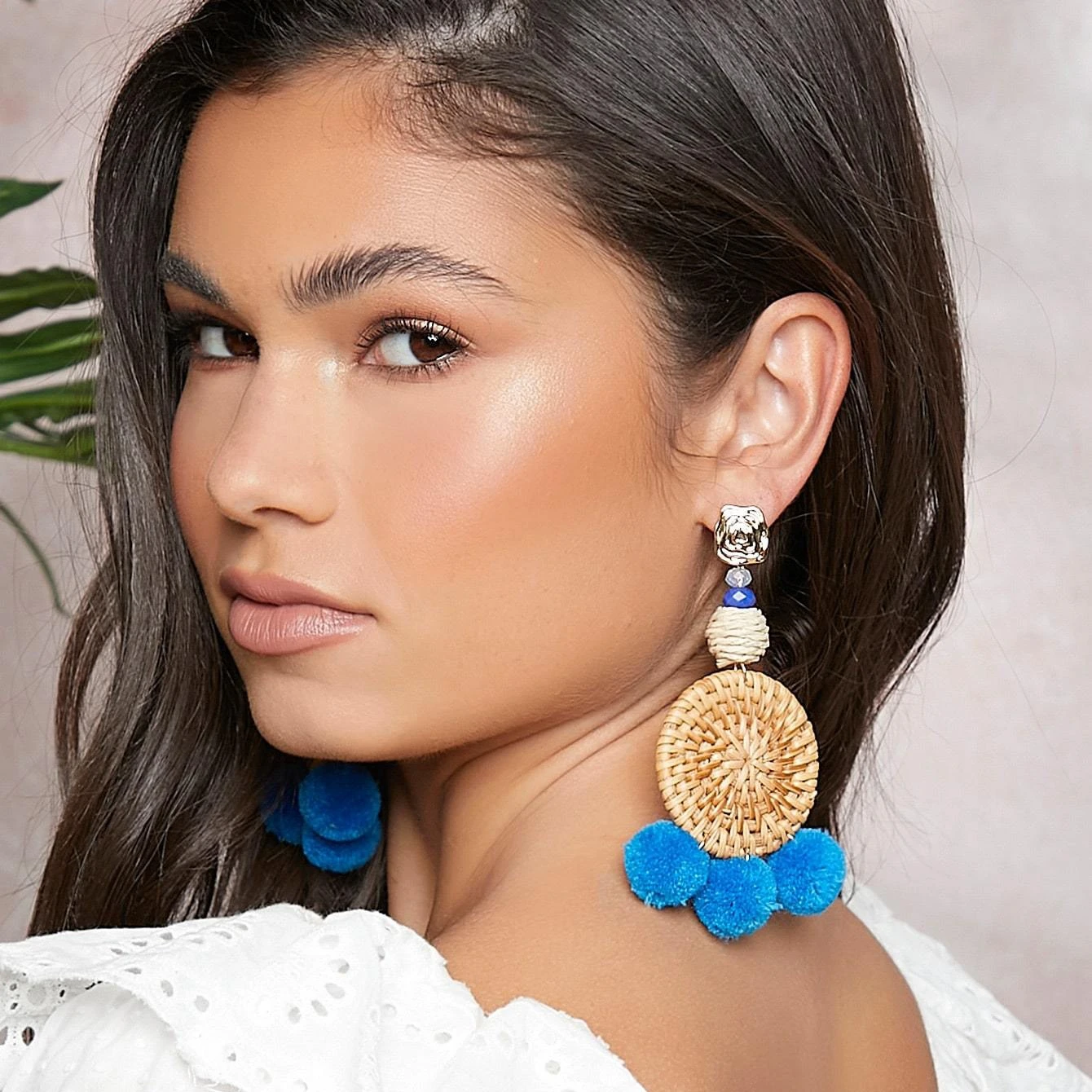 Women Fringed Earrings Hand Woven Rattan Ethnic Style Bohemia Retro