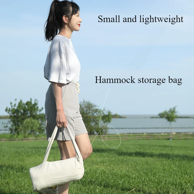 Single Person Portable Outdoor Camping Hammock Foldable High-strength Thick Canvas Anti Roll Leisure Sleep Swing Camp Hammock 6