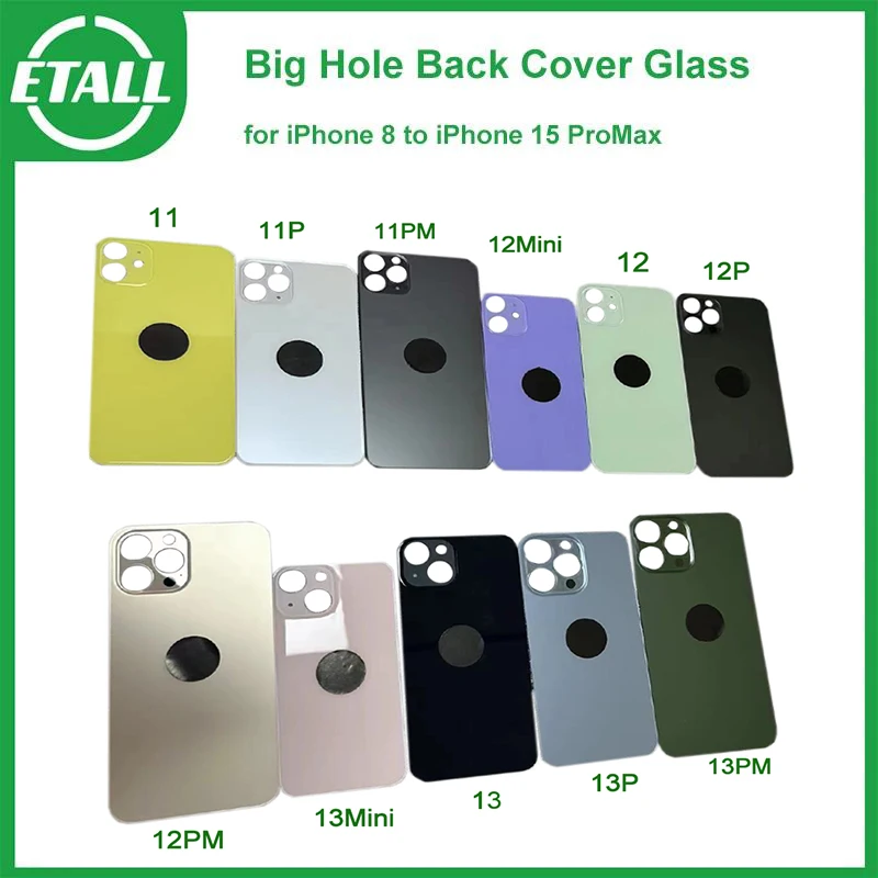 

1 шт. Оригинальный OEM для iPhone 14 15 Plus Pro ProMax, корпус аккумулятора с большим отверстием, задняя крышка, замена стекла задней двери