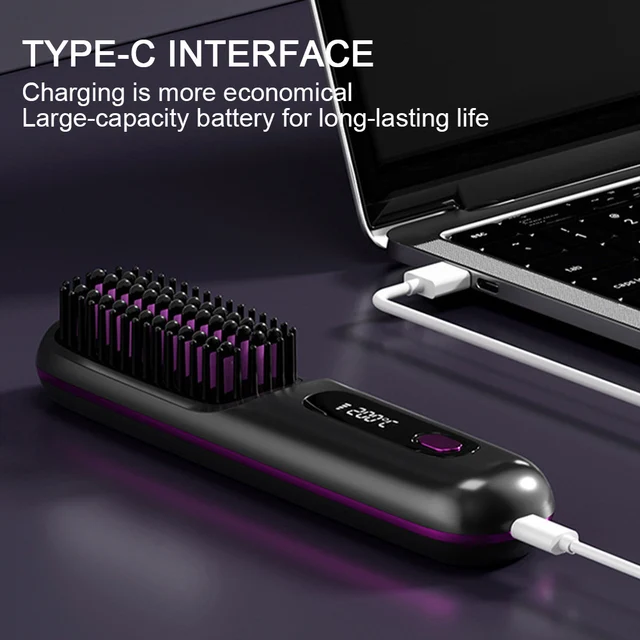 Cordless Hair Straightening Brush Straightener Rechargeable Hot Brush