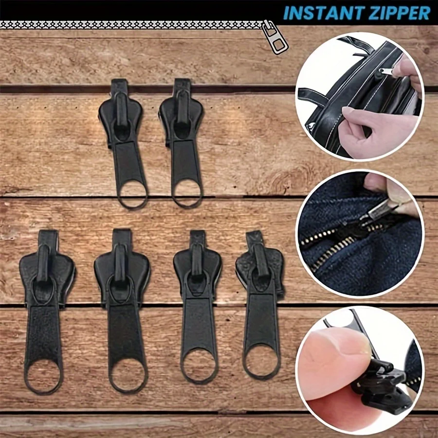 Zipper Slider Puller Quick universal 3 sizes DIY sewing fixed repair set teeth fixed clip