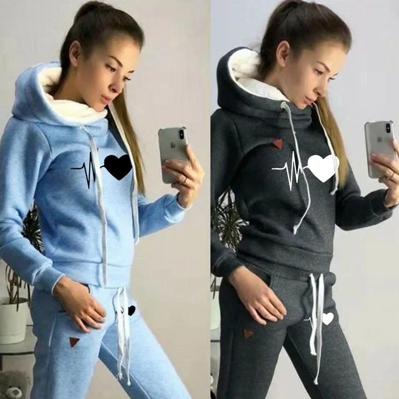 2023 Newest ECG Print Women Hoodie Set Women Sportsuits Two Piece Suits Hooded Sweatshirts Long Pants S-3XL newest men s long sleeve tshirt trousers sets tracksuits print casual design harajuku sweatshirt man sweatpants crew neck clothe