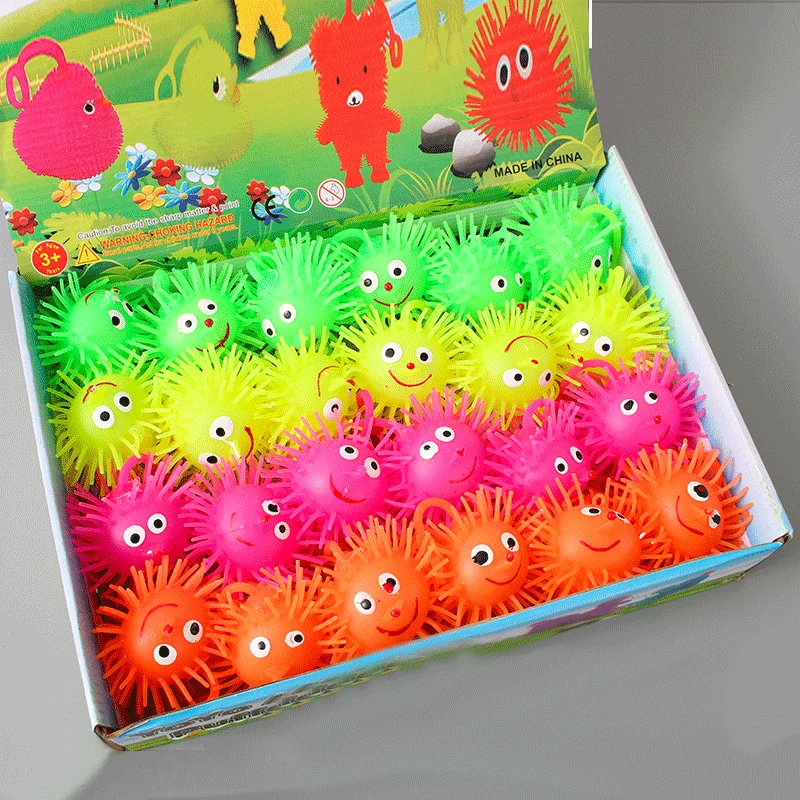 

Детский Эластичный светящийся шарик с вентиляцией, мяч для волос, мяч для ежика, детские мягкие резиновые игрушки, мультяшный светодиодный светящийся мигающий мяч, игрушка-фиджет