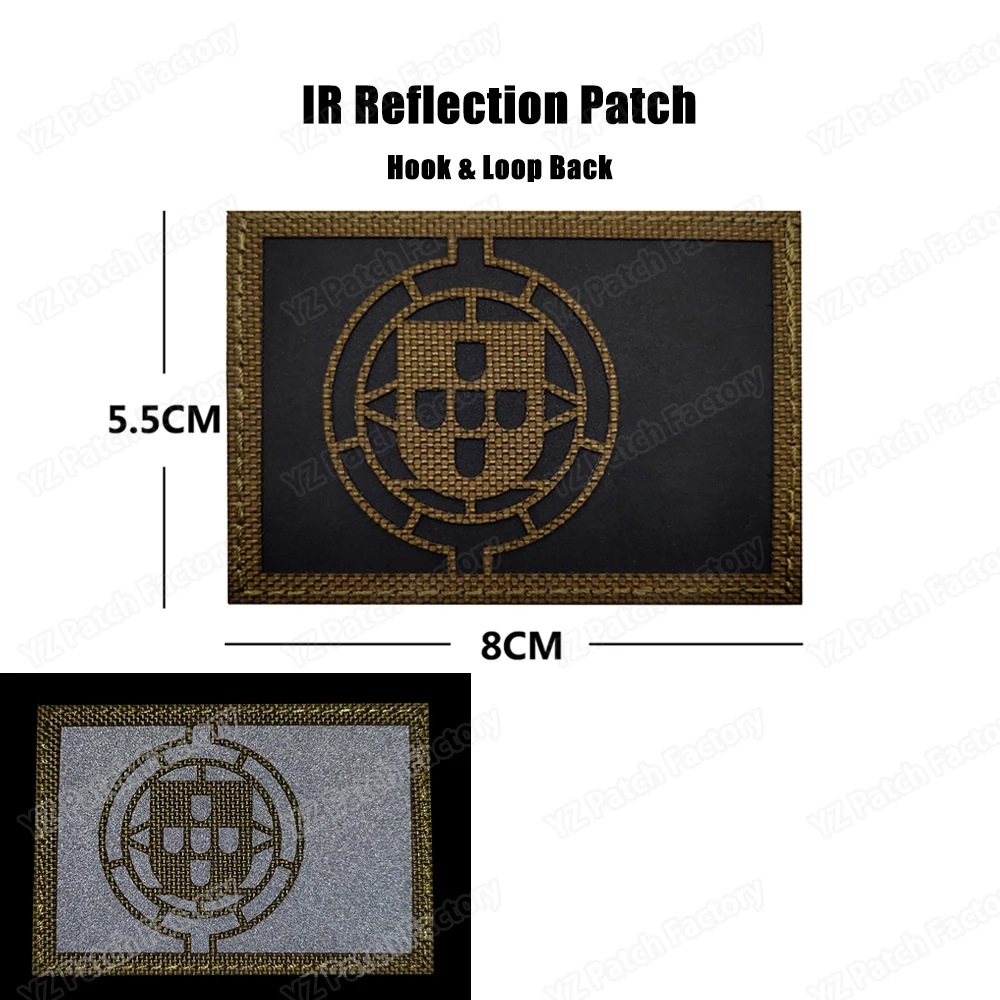 3D Embroidery Patch Portugal Flag Military Green Hook and Loop Tactical Emblem Badges Applique Embroidered Patches Drop Shipping 