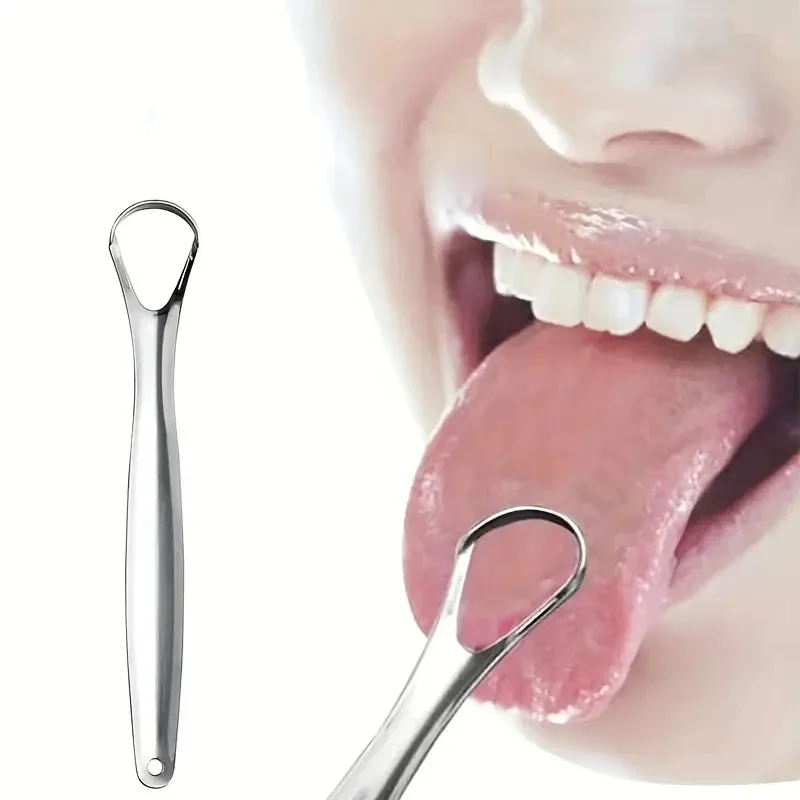 1pc Stainless Steel Tongue Scraper Tongue Coating Cleaner tongue scraper Coating Removing Bad Breath Oral Care